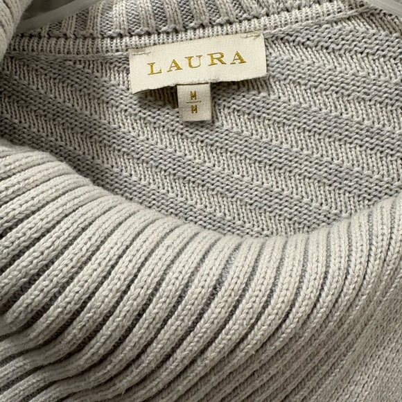 Laura Light Gray Ribbed Cowl Neck Sweater - Picture 3 of 8